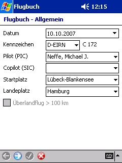 Flugbuch für Pocket PC